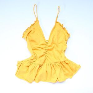 Urban Outfitters Women's Yellow Peplum Tank